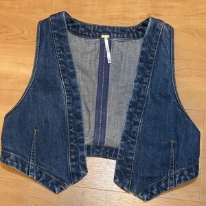 Free People Denim Cropped Vest – Size XS